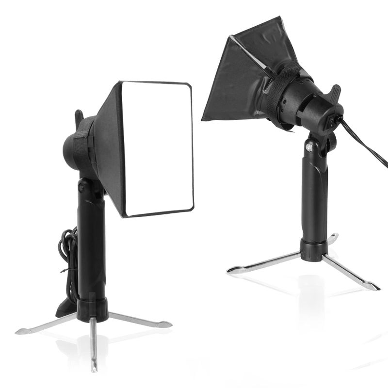 Meking Mini Softbox Photography Lighting Kit, Portable 4x4.8in Continuous Lighting LED Lamp with Collapsible Diffuser for Video Tabletop Studio Small Product Shooting, 2 Sets - Image 1